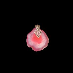 2.5" to 3" Natural Agate Slice Pendant, Silver Finish, sold by 1 Pc