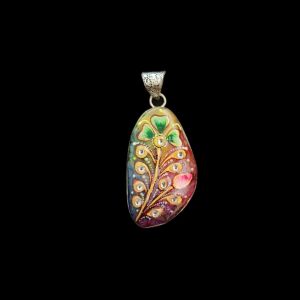 Navrabeads Premium Silver Finish Tanjore Pendant | Professional Quality Brass Base with Onyx Stone | Traditional Jewellery Making Pendant