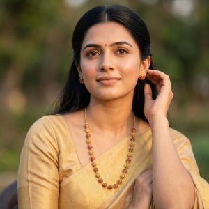 Elegant Sandstone Beaded Necklace Set with Antique Gold Beads & Matching Stud Earrings for Women | Ethnic Party Wear Jewellery