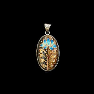 Navrabeads Premium Silver Finish Tanjore Pendant | Professional Quality Brass Base with Onyx Stone | Traditional Jewellery Making Pendant