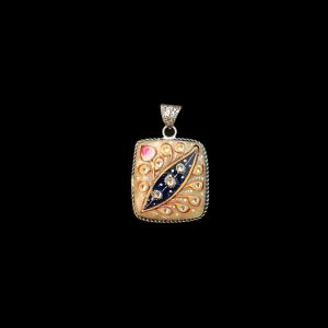Navrabeads Premium Silver Finish Tanjore Pendant | Professional Quality Brass Base with Onyx Stone | Traditional Jewellery Making Pendant