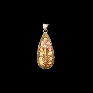 Navrabeads Premium Silver Finish Tanjore Pendant | Professional Quality Brass Base with Onyx Stone | Traditional Jewellery Making Pendant