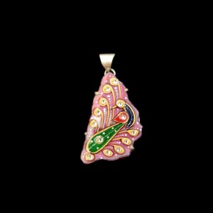 Navrabeads Premium Silver Finish Tanjore Pendant | Professional Quality Brass Base with Onyx Stone | Traditional Jewellery Making Pendant