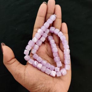 Navrabeads Lavender Square Agate Beads 8mm – Elegant Stone Beads for Jewellery Making | 14 Inch String