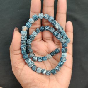 Navrabeads Efforvescent Grey Square Agate Beads 8mm – Elegant Stone Beads for Jewellery Making | 14 Inch String
