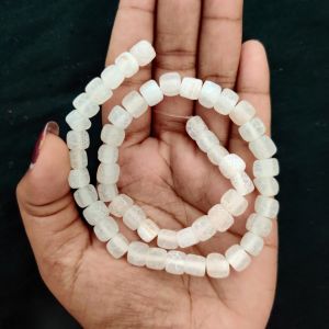 Navrabeads Effervescent White Square Agate Beads 8mm | Elegant Natural Stone Beads for Jewellery Making | 14 Inch String