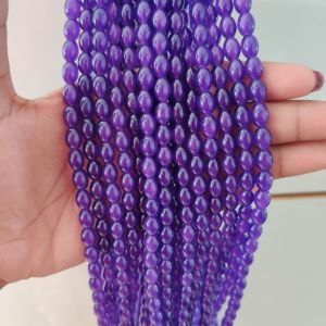 Navrabeads Purple Oval Glass Beads 6X8mm for Jewelry Making 30 " approx 88 to 80 beads Smooth Finish DIY Necklace Bracelet Craft Supplies