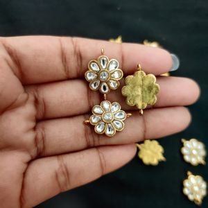 Navrabeads Kundan Jadau Connector with 2 Loops