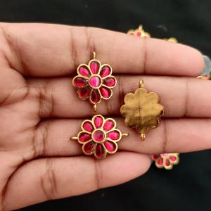 Navrabeads Kundan Jadau Connector with 2 Loops