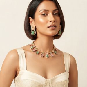 Navrabeads Monolisa Necklace Pink & Mint Green