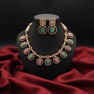 Navrabeads Monolisa Necklace Pink & Mint Green