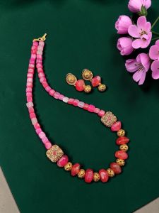 Navrabeads Onyx Stone Necklace with Victorian Spacers