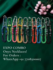 Pack of 10 Onyx Necklace with Rondelle and Chips