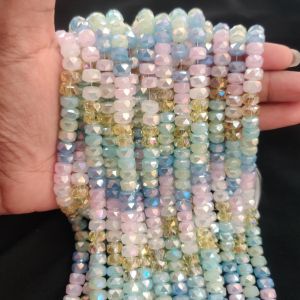 Navrabeads MULTICOLOR HIGH QUALITY FANCY CRYSTAL BEADS 5X7mm for Jewelry Making 12" approx 55 to 60 beads DIY Necklace Bracelet Craft Supplies