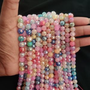 Navrabeads PASTEL MULTICOLOR HIGH QUALITY FANCY CRYSTAL BEADS 8mm for Jewelry Making 15” approx 47 to 50 beads DIY Necklace Bracelet Craft Supplies
