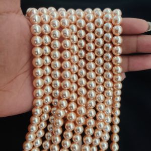 Peach 8mm Swarovski Replica Pearls (Good Shine) – Elegant Round Pearl Beads | Approx 45–50 Pearls for Jewellery Making