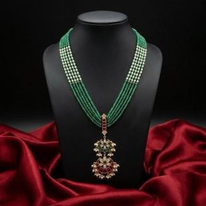 Navrabeads Zircone Stone with Pearl 5 Layer Necklace – 24 Inch