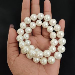 Navrabeads Natural Freshwater Round/Potato Pearls Strand 11 to 13mm | Cream Pearl Beads for Jewellery Making | 15 Inches | Approx. 35 to 36 Pearls