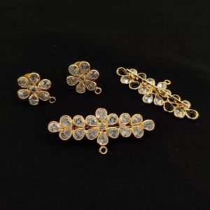 Polki Pendants With Earrings, Can be used as a connector, White