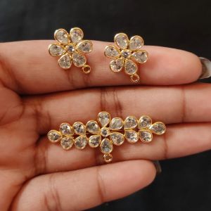 Polki Pendants With Earrings, Can be used as a connector, White