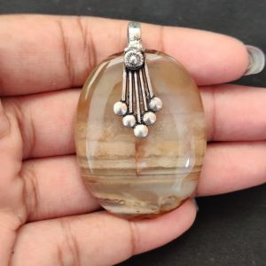 Natural Lace Agate Pendant for Women, Elegant Semi Precious Stone Pendant, Handmade Statement Jewellery for Daily Wear, Special Occasions & Gifting