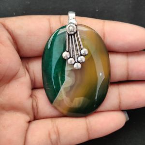 Natural Lace Agate Pendant for Women, Elegant Semi Precious Stone Pendant, Handmade Statement Jewellery for Daily Wear, Special Occasions & Gifting