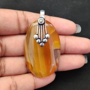Natural Lace Agate Pendant for Women, Elegant Semi Precious Stone Pendant, Handmade Statement Jewellery for Daily Wear, Special Occasions & Gifting