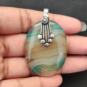Natural Lace Agate Pendant for Women, Elegant Semi Precious Stone Pendant, Handmade Statement Jewellery for Daily Wear, Special Occasions & Gifting