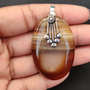 Natural Lace Agate Pendant for Women, Elegant Semi Precious Stone Pendant, Handmade Statement Jewellery for Daily Wear, Special Occasions & Gifting