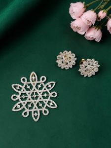 Navrabeads CZ Pendant Set with Matching Earrings 