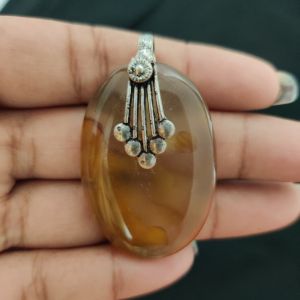 Natural Lace Agate Pendant for Women, Elegant Semi Precious Stone Pendant, Handmade Statement Jewellery for Daily Wear, Special Occasions & Gifting