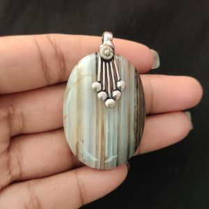 Natural Lace Agate Pendant for Women, Elegant Semi Precious Stone Pendant, Handmade Statement Jewellery for Daily Wear, Special Occasions & Gifting
