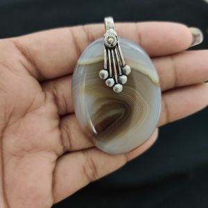 Natural Lace Agate Pendant for Women, Elegant Semi Precious Stone Pendant, Handmade Statement Jewellery for Daily Wear, Special Occasions & Gifting