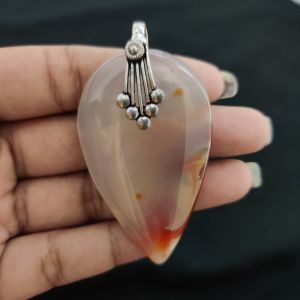 Natural Lace Agate Pendant for Women, Elegant Semi Precious Stone Pendant, Handmade Statement Jewellery for Daily Wear, Special Occasions & Gifting