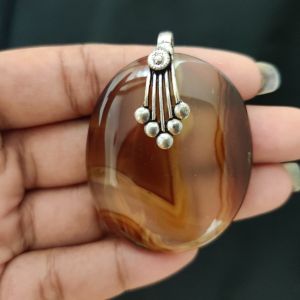 Natural Lace Agate Pendant for Women, Elegant Semi Precious Stone Pendant, Handmade Statement Jewellery for Daily Wear, Special Occasions & Gifting