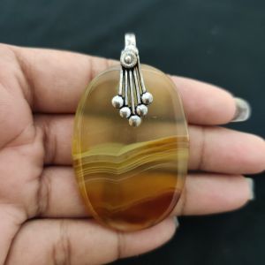 Natural Lace Agate Pendant for Women, Elegant Semi Precious Stone Pendant, Handmade Statement Jewellery for Daily Wear, Special Occasions & Gifting