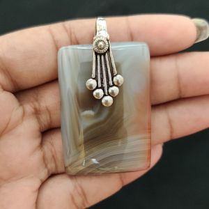 Natural Lace Agate Pendant for Women, Elegant Semi Precious Stone Pendant, Handmade Statement Jewellery for Daily Wear, Special Occasions & Gifting