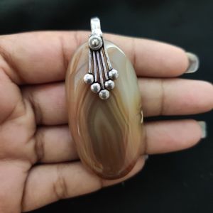 Natural Lace Agate Pendant for Women, Elegant Semi Precious Stone Pendant, Handmade Statement Jewellery for Daily Wear, Special Occasions & Gifting