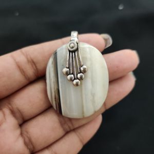 Natural Lace Agate Pendant for Women, Elegant Semi Precious Stone Pendant, Handmade Statement Jewellery for Daily Wear, Special Occasions & Gifting