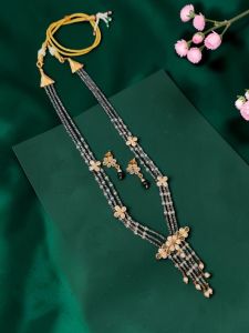 Navrabeads CZ Beads Necklace with Polki Flowers 