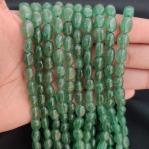 Navrabeads Strawberry Quartz Green Stone Beads 7x6mm – 15 Inch String | Approx. 36–38 Beads for Jewellery Making