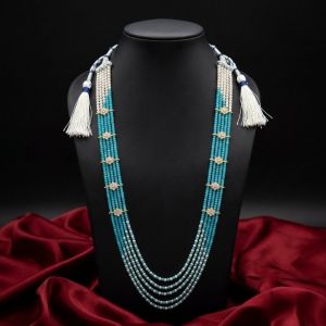 Navrabeads Meenakshi Multicolour Enamel Pendant with Pearl & Agate Loraels Necklace