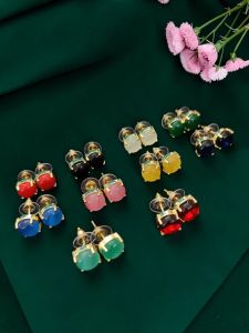 Pack of 10 Pairs, AD Round earrings, Assorted