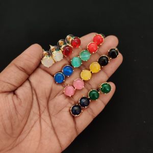 Pack of 10 Pairs, AD Round earrings, Assorted