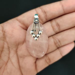 Navrabeads Premium Quality Natural Gemstone Rose Quartz Pendant for Women