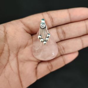 Navrabeads Premium Quality Natural Gemstone Rose Quartz Pendant for Women