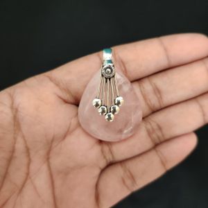 Navrabeads Premium Quality Natural Gemstone Rose Quartz Pendant for Women
