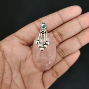 Navrabeads Premium Quality Natural Gemstone Rose Quartz Pendant for Women