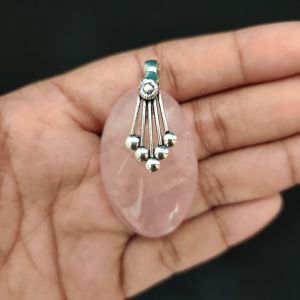 Navrabeads Premium Quality Natural Gemstone Rose Quartz Pendant for Women