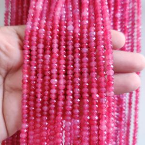 Agate Rondelle, 4x2mm, Rani Pink